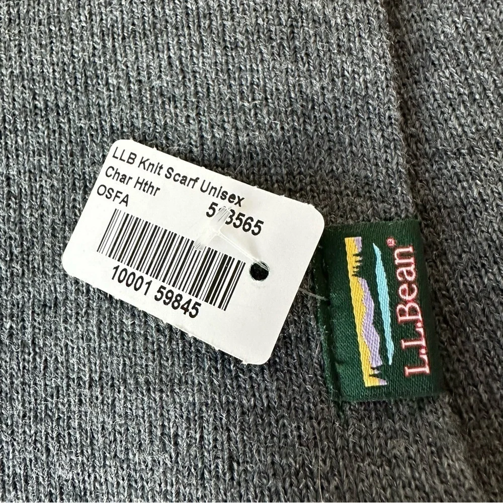 L.L. Bean Unisex Charcoal Heather Gray Scarf, NWT